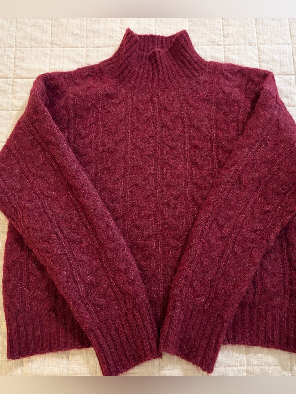 Sezane Hugo Burgundy Cable Knit Sweater jumper red size Large